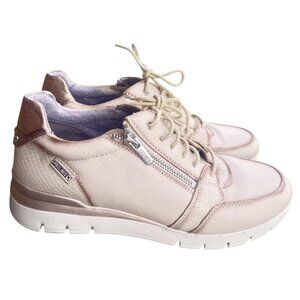 Pikolinos Womens Sneaker 39 /US 8-8.5 trainers laces and zipper Cream /Metallic